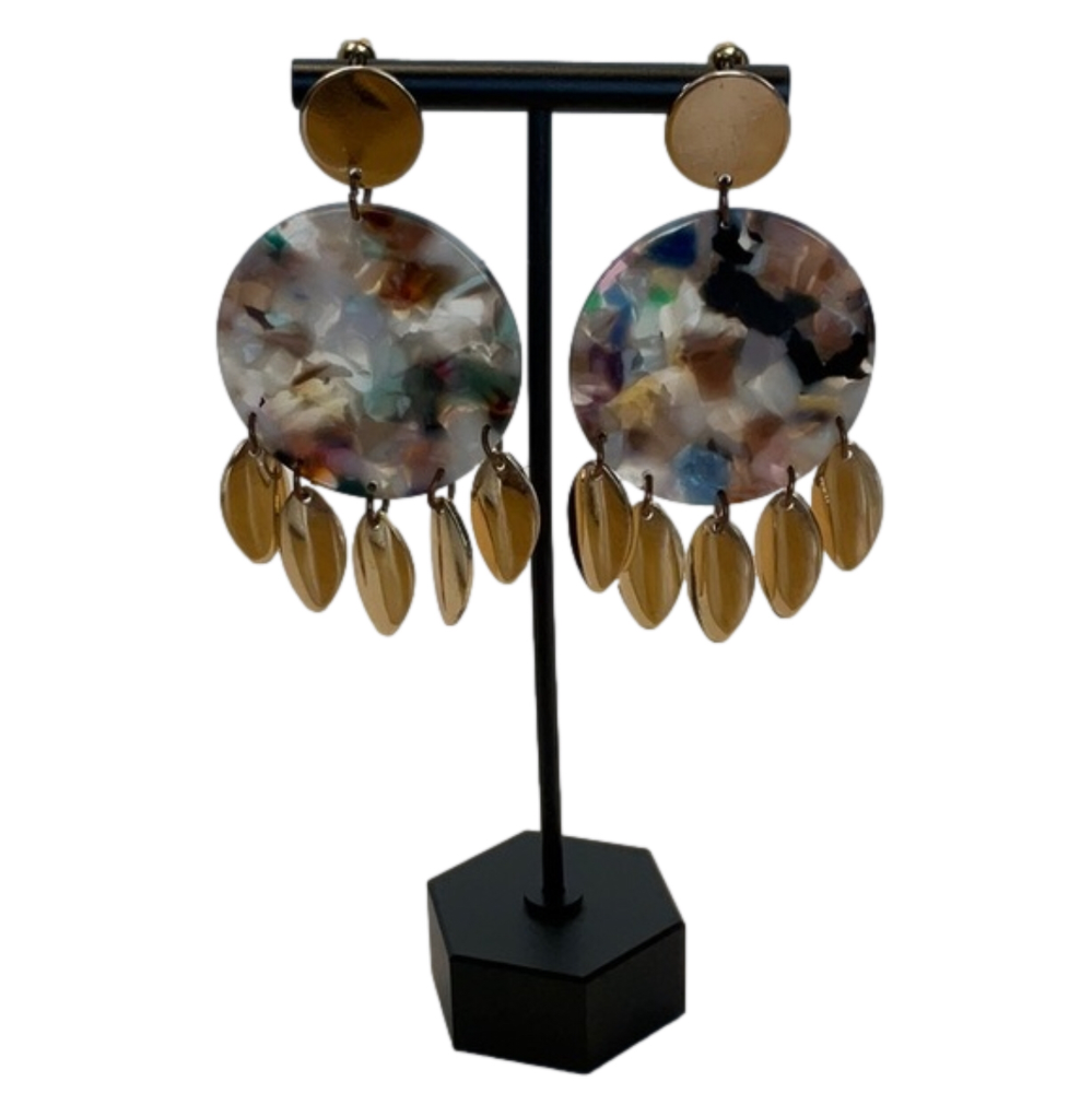 Earrings colorful circle with gold accents